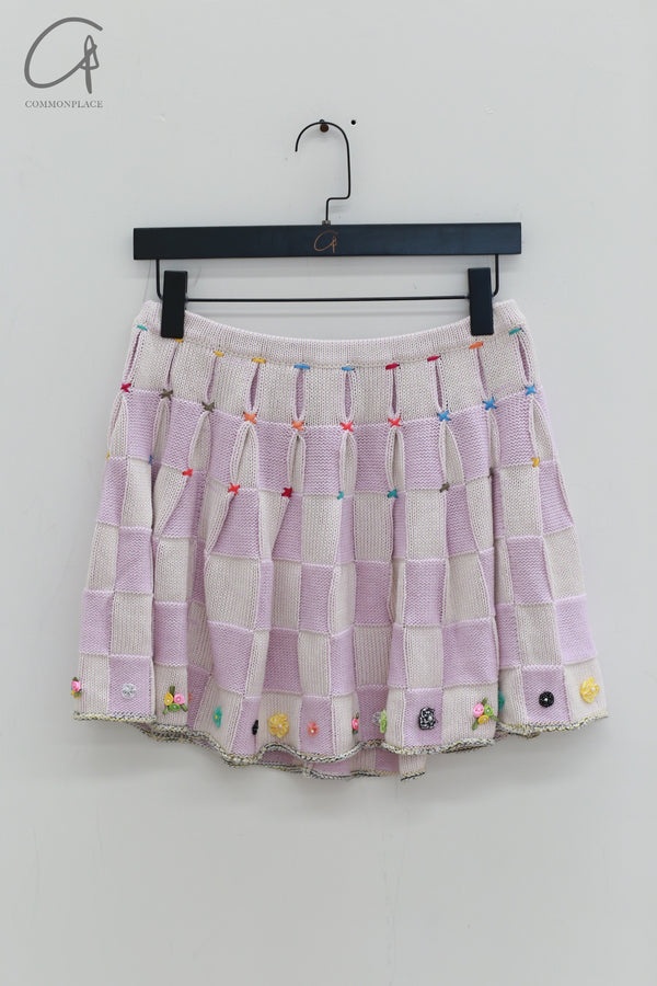 YANYAN KNITS woven plaid pleated skirt YYK-YYW24-0272-ZS purple